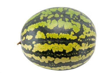 Beyaz arka planda izole edilmiş tüm kesilmemiş karpuz