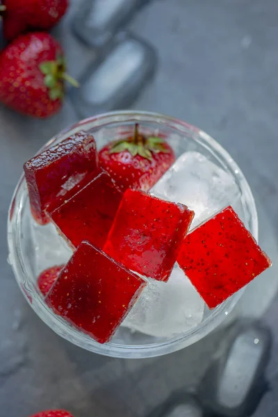 Strawberry Marmalade Pieces Ice — Stock Photo, Image