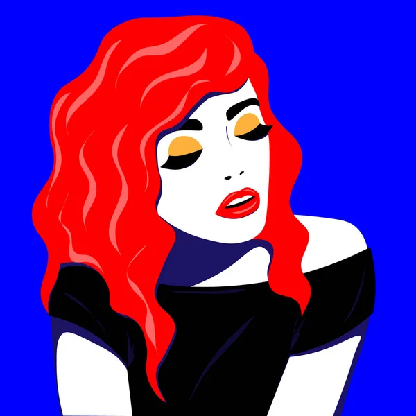 Modèle Jeune Femme Profil Dans Style Pop Art Sexy Fille — Image vectorielle