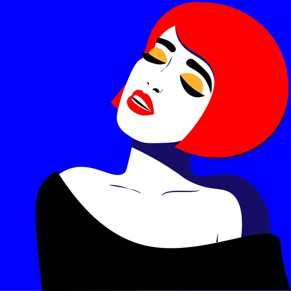 Modelo Mujer Joven Perfil Estilo Pop Art Mujer Sexy Para — Archivo Imágenes Vectoriales