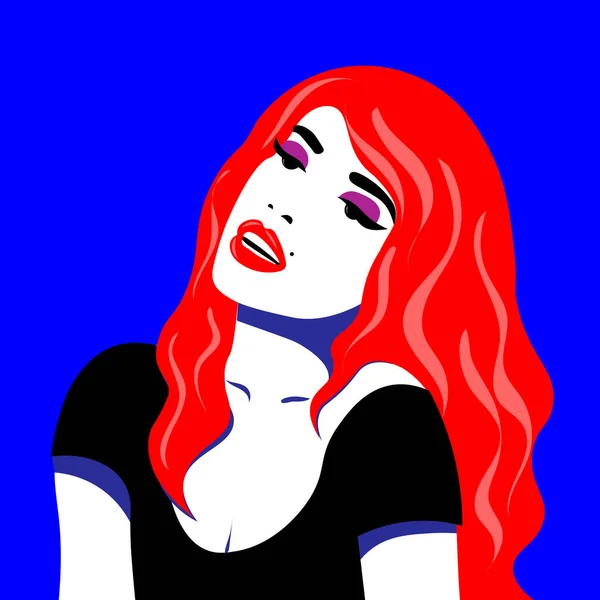 Modèle Jeune Femme Profil Dans Style Pop Art Femme Sexy — Image vectorielle