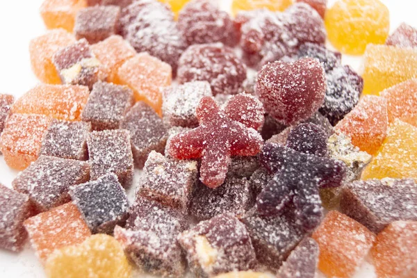 Färgglada Frukter Jelly Godis Vit Bakgrund — Stockfoto