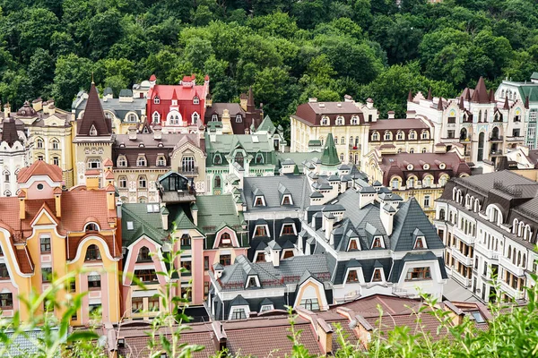 Kiev City. Oude stad, Vozdvizhenska en Honcharna Street. Hoofdstad van Oekraïne, Kiev. — Stockfoto