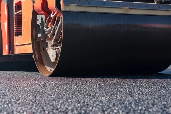 Steamroller Compact Flatten Out Asphalt Tar — Stock Photo, Image