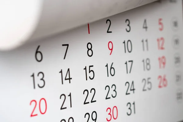 Cerrar Una Página Calendario Tonificado Azul — Foto de Stock