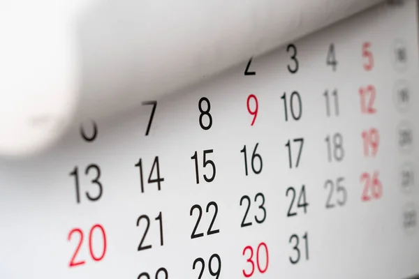 Chiudere Una Pagina Calendario Blu Tonica — Foto Stock