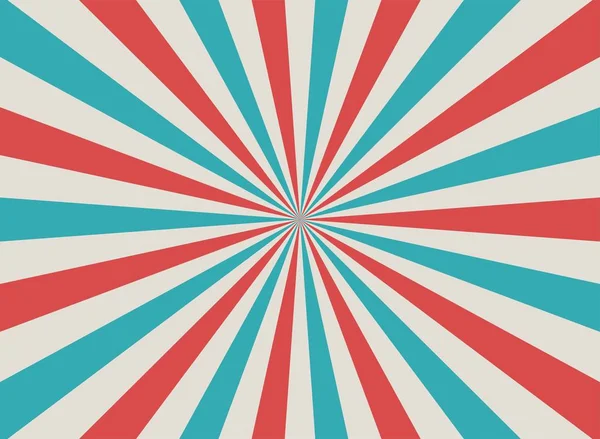 Güneş ışığı retro arka plan soluk. Soluk kırmızı, mavi, bej renk arka plan patladı. Fantezi vektör çizim. Sihirli güneş ışını ray desen arka plan. Eski kağıt yıldız patlaması. Sirk stili
