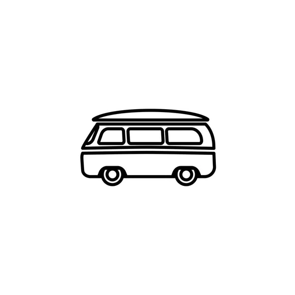 Van Umriss Silhouette Minibus Vektorliniensymbol Isoliert Auf Weißem Hintergrund Hippie — Stockvektor