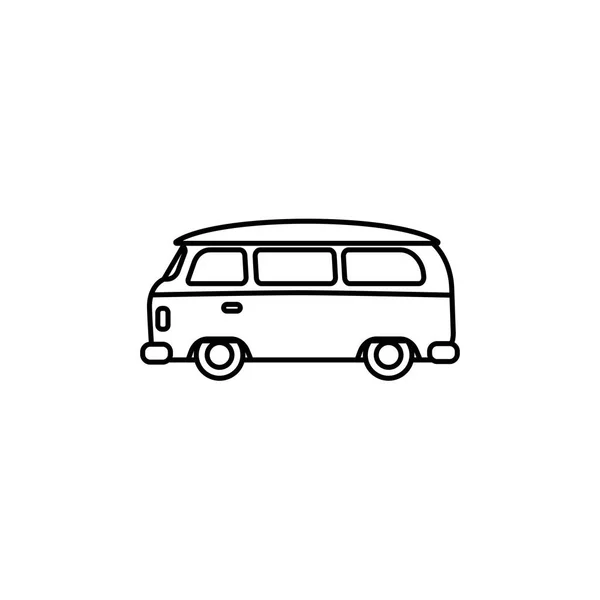 Van Schets Silhouet Minibus Vector Lijn Pictogram Geïsoleerd Een Witte — Stockvector