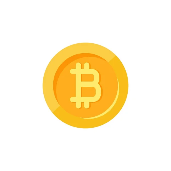 Signo Oro Bitcoin Icono Moneda Plana Aislado Blanco Economía Finanzas — Vector de stock