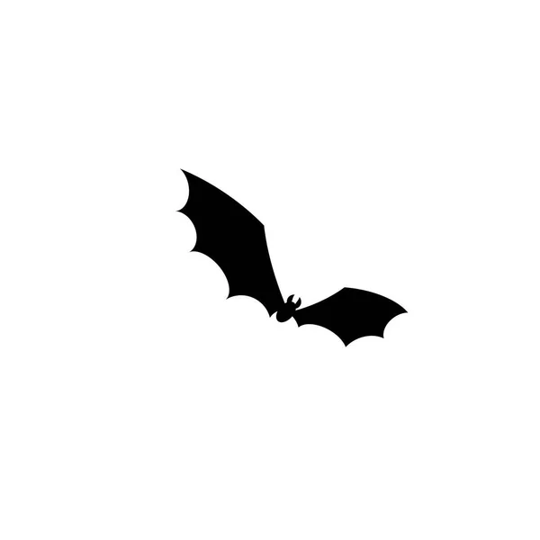 Black bat flying silhouette. Flat icon isolated on white background. — Stock Vector