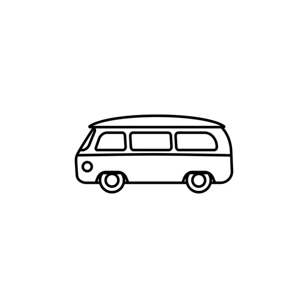 Van outline silhouette. Minibus vector line icon isolated on white background. Hippy retro car. — Stock Vector