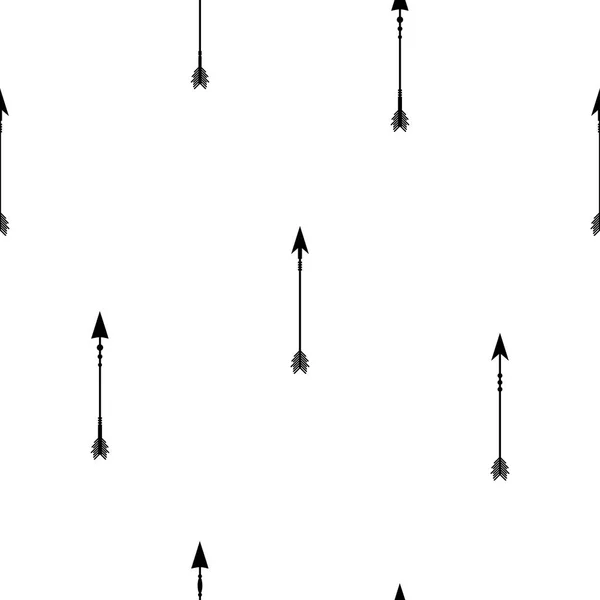 种族无缝模式与黑色箭头孤立的白色 平坦的冒险装饰品 埃尔坎 狂野的假期背景 印度壁纸 — 图库矢量图片