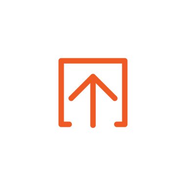 kırmızı ince yuvarlak yukarı ok kutusu simgesi. Beyaz izole. Simge yüklemek. Yükseltme işareti. Kuzey işaret eden oku.