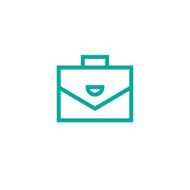 Belge klasörü, bavul, kısa vaka, el çantası. Mavi çizgi düz simgesi üzerinde beyaz izole kare. Portföy sembolü. Vektör çizim.