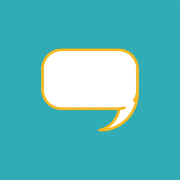 Witte chat toespraak bubble gele overzicht geïsoleerd op blauwe achtergrond. Vector platte pictogram. — Stockvector
