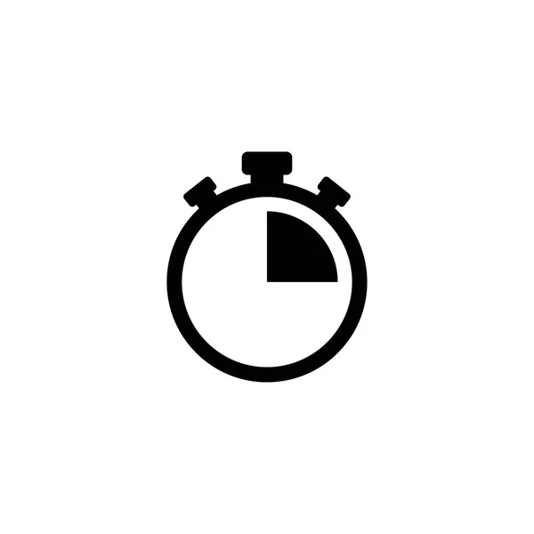 Cronómetro negro con 15 minutos. icono plano aislado en blanco. Tiempo rápido stop watch — Vector de stock