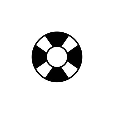 Beyaz arkaplanda siyah yüzen lastik yüzük ikonu. Yüzen can simidi, kumsal ya da gemi oyuncağı. Şişirilebilir daire, havuzda şamandıra. Can simidi. Yaz tatili sembolü.