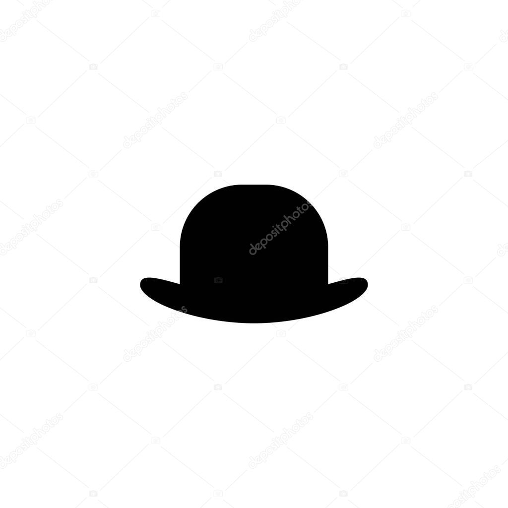 Bowler hat icon isolated on white background. Gentleman retro symbol. Isolated on white. Vector flat illustration.