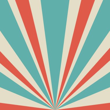 Güneş ışığı retro arka planı. Soluk kırmızı, mavi, bej renkli arka plan patlaması. Fantezi Vektörü illüstrasyonu. Sihirli Güneş ışını desenli arka plan. Eski kağıt yıldız patlaması. Sirk, karnaval afişi.