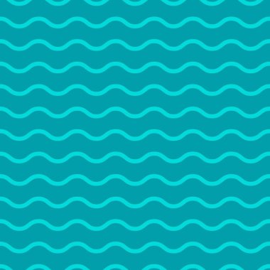 Dalgalı çizgiler. Mavi arka planda açık mavi yuvarlak çizgileri olan pürüzsüz bir doku. Vektör çizimi. Deniz duvar kâğıdı. Deniz arkaplanı