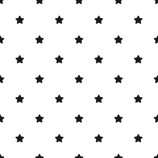 Seamless symmetric pattern with sharp black stars on white background. — Stock Vector