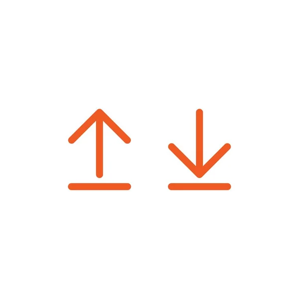 Pfeiltasten gesetzt. roter dünner Pfeil nach oben und unten. flache Symbole isoliert auf weiß. Punkt-Linie-Taste. — Stockvektor