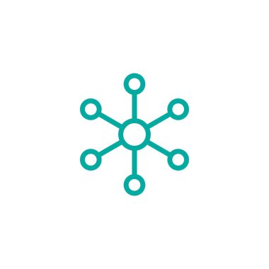 Hub ağ bağlantı satırı simgesi üzerinde beyaz izole. Teknik veya teknoloji logosu. Sunucu veya Merkezi bir veritabanı düğmesini.