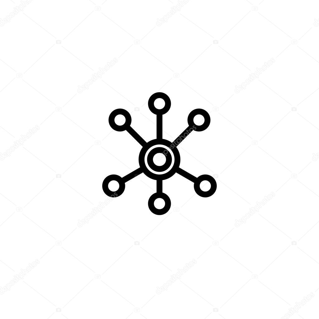 black hub network connection line icon isolated on white. Tech or technology logo.