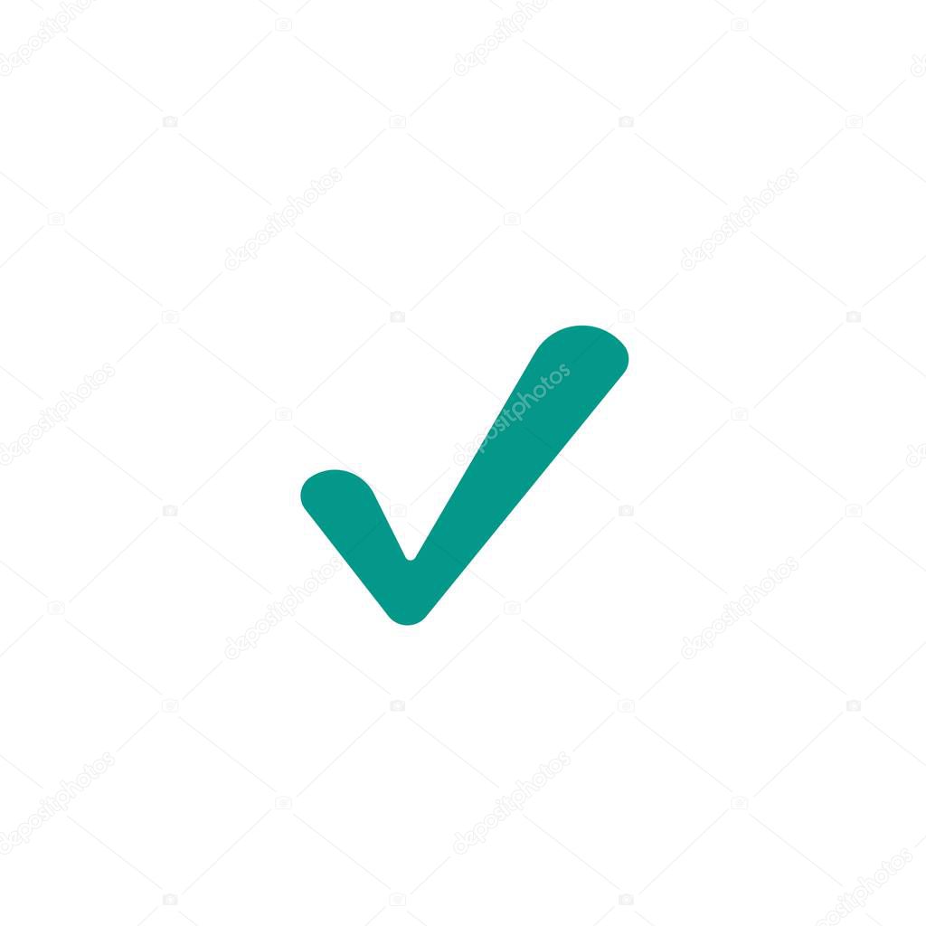 Valid Seal icon. Blue tick. Flat OK sticker icon. Isolated on white. Accept button. Good for web and software interfaces. Vector illustration. Check Mark.