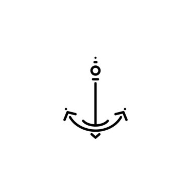 Siyah çizgi soyut çapa vektör basit simgesi. Deniz deniz