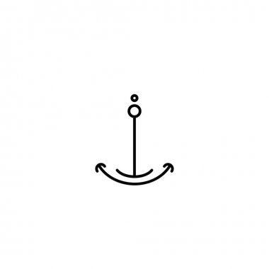 Siyah çizgi soyut çapa vektör basit simgesi. Deniz deniz