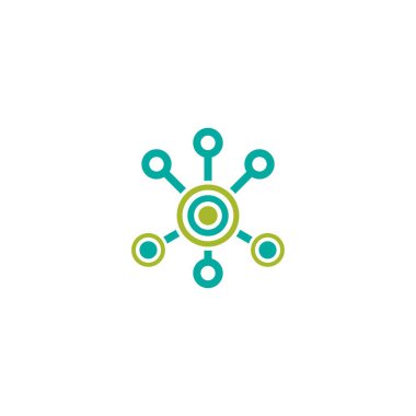 Hub ağ bağlantı satırı simgesi üzerinde beyaz izole. Teknik veya teknoloji logosu. Sunucu veya Merkezi bir veritabanı düğmesini.