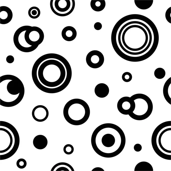 Nahtlose Abstrakte Muster Mit Schwarzen Überlappenden Kreisen Und Punkten Blasen — Stockvektor