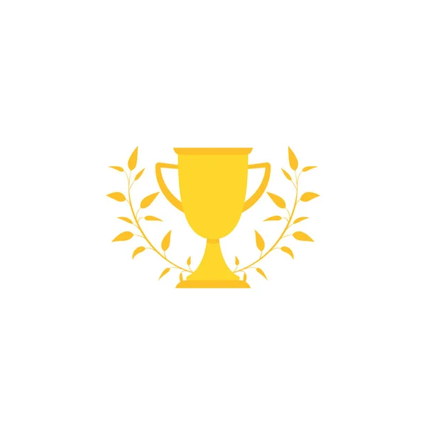 Золотий Трофей Виграшний Кубок Лавровим Вінком Ізольовано Білому Тлі Перше — стоковий вектор