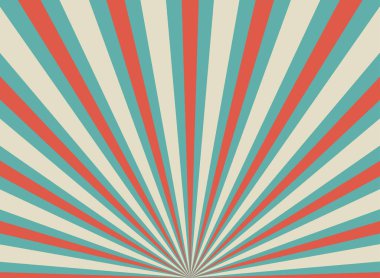 Güneş ışığı geniş yatay arkaplan. Soluk kırmızı, mavi, bej renkli arka plan patlaması. Fantezi Vektörü illüstrasyonu. Sihirli Güneş ışını desenli arka plan. Eski kağıt yıldız patlaması. Sirk biçimi