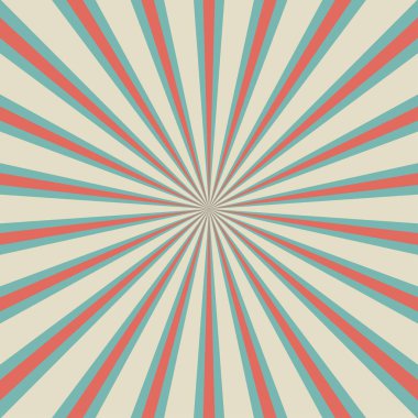 Güneş ışığı retro ışınları arka planı. Soluk kırmızı, mavi, bej rengi arka plan patlaması. Fantezi Vektörü illüstrasyonu. Sihirli güneş ışını desenli duvar kağıdı. Eski kağıt yıldız patlaması. Sirk posteri ya da afişi