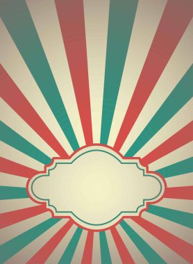 Güneş ışınları, eski çerçeve ile arka planda soldu. Soluk kırmızı ve bej renkli arka plan patlaması. Fantezi Vektörü illüstrasyonu. Retro güneş patlaması duvar kağıdı. Klasik kağıt posteri ya da pankart