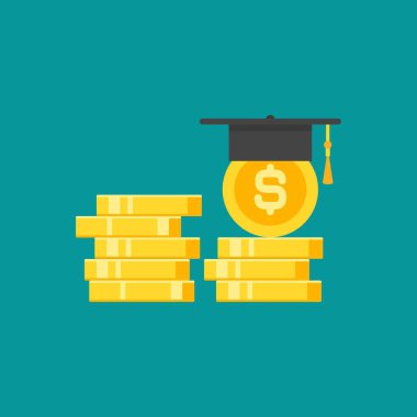 Altın para yığını ve havan topu. Eğitim değeri, öğrenim giderleri.