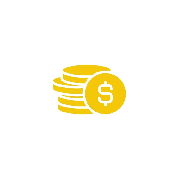 Stapel Von Golddollar Münzen Mit Münzen Davor Flaches Gelbes Symbol — Stockvektor