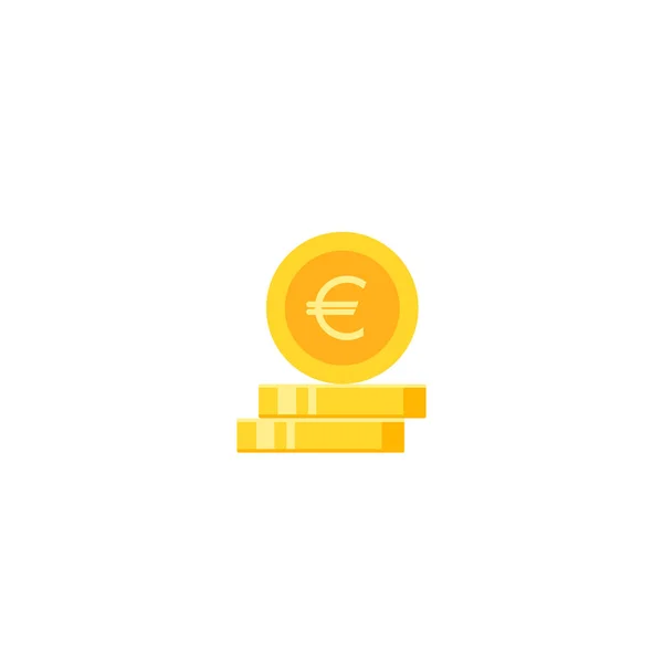 Пачка Золотых Монет Евро Значок Плоского Золота Изолирован Белом Экономика — стоковый вектор
