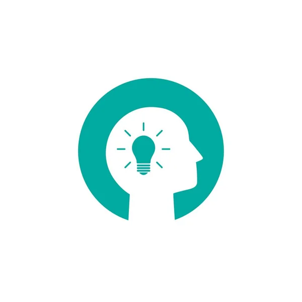 Silhouette Open Head Shining Bulb Brain Mind Pictogram Idea Solution — Stock Vector