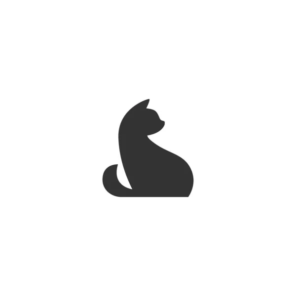 Черный Значок Кота Изолирован Белом Векторная Плоская Иллюстрация — стоковый вектор