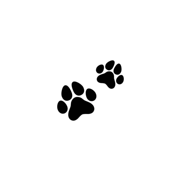 黒い猫の足跡が2つ アイコンは白で隔離されてる ベクトルフラットイラスト 子猫の足の跡と足跡のアイコン — ストックベクタ