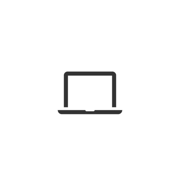 黑线笔记本电脑与键盘 使用电脑 用白色背景隔开的笔记本 自由职业者的工作场所 矢量说明 — 图库矢量图片