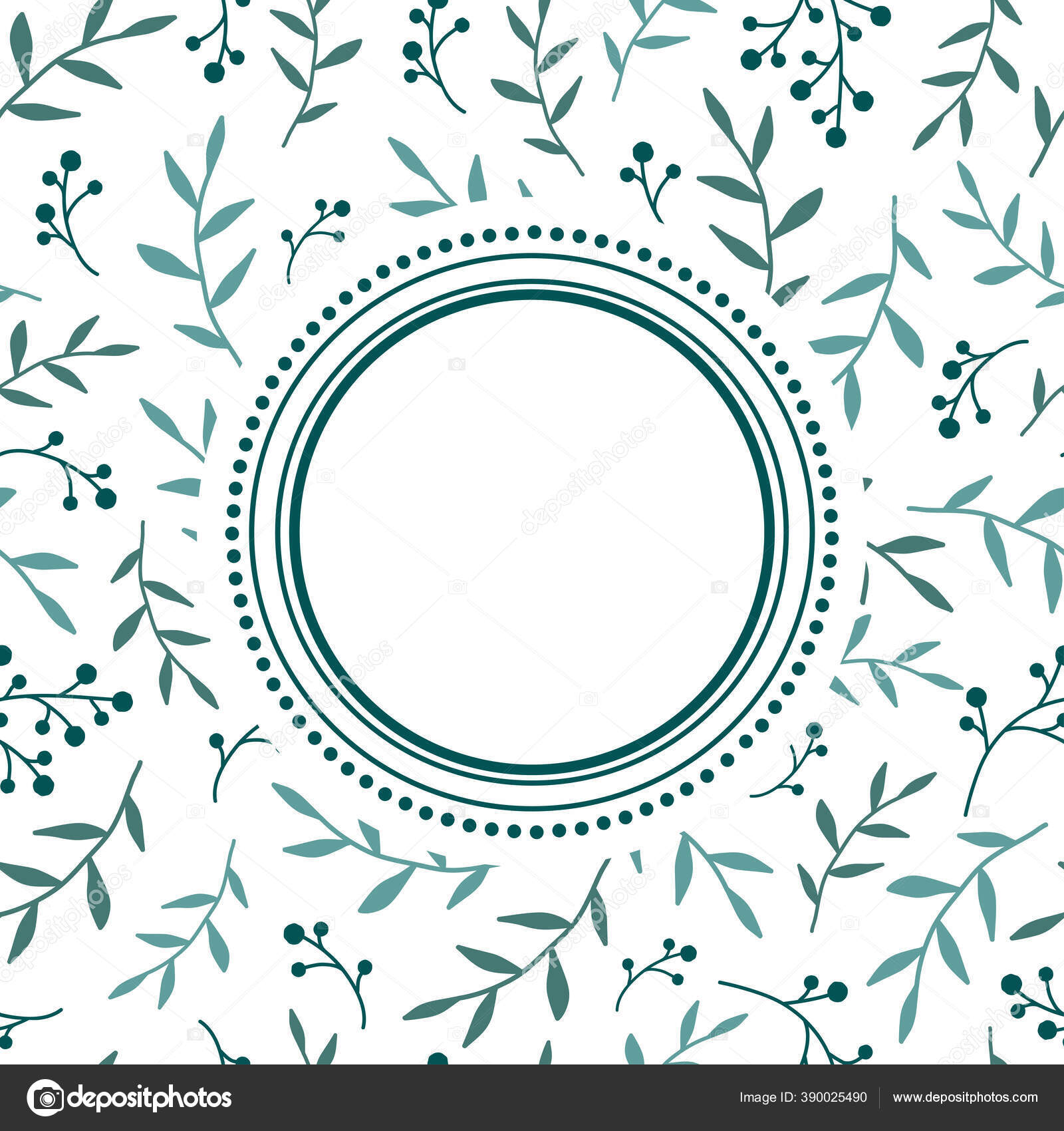 bingkai bulat pada latar belakang bunga dengan setangkai berry biru stok vektor c nemaria 390025490 depositphotos