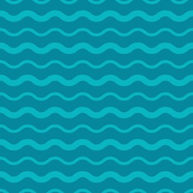 Dalgalı çizgiler. Mavi arka planda açık mavi yuvarlak çizgileri olan pürüzsüz bir doku. Vektör çizimi. Deniz duvar kâğıdı. Deniz arkaplanı