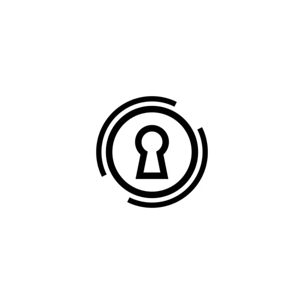 Black Hey Hole Circle Line Icon Padlock Lock Symbol Isolated — Stock Vector