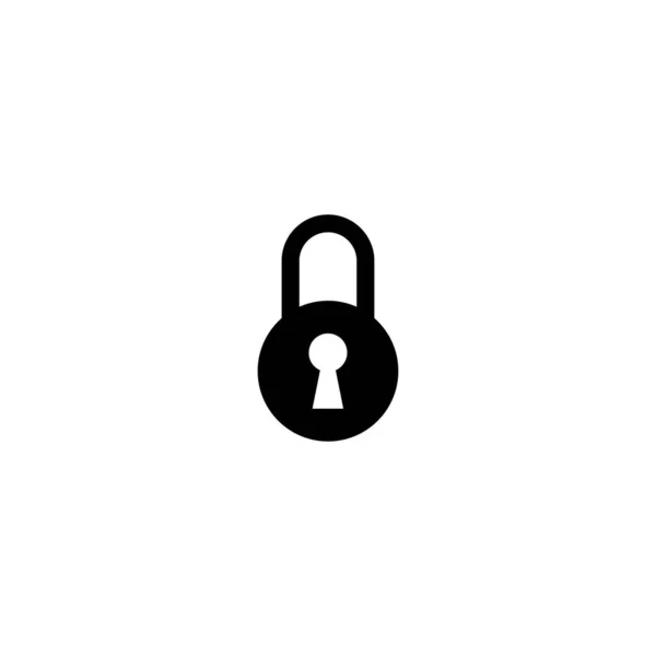 Black Lock Key Hole Icon Padlock Symbol Isolated White Flat — Stock Vector