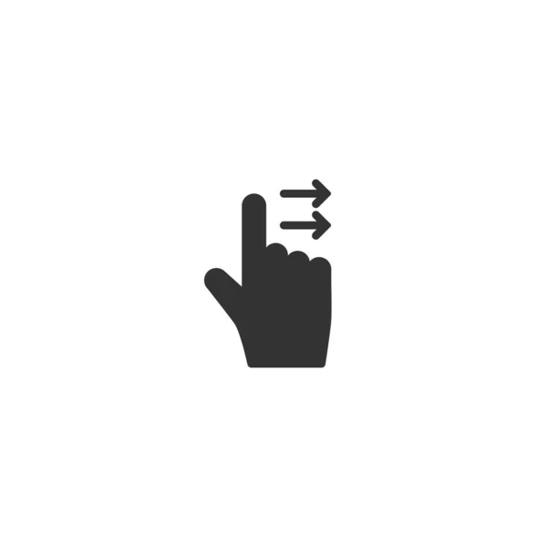 擦拭右图标 用右手箭头指向手 平黑色卷轴象形文字在白色上隔离 — 图库矢量图片